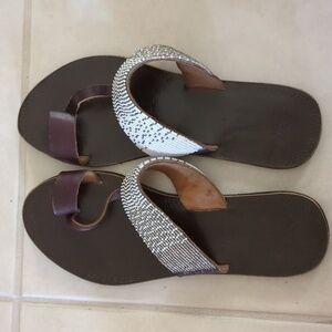Beaded flat Indian style sandals